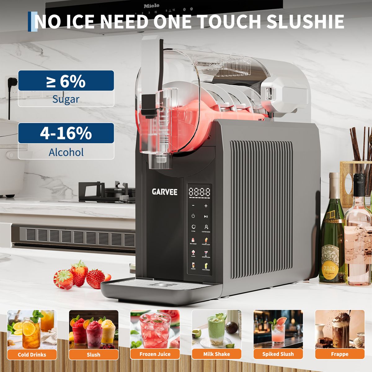 Garvee Frozen Slushy Drink Machine for Home & Parties - Make Margaritas, Frappés & Smoothies, Durable ABS - thumbnail 9