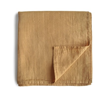 Mushie Muslin Swaddle Blanket Organic Cotton - Fall Yellow