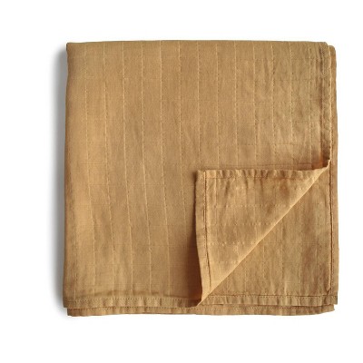 Image of Mushie Muslin Swaddle Blanket Organic Cotton - Fall Yellow
