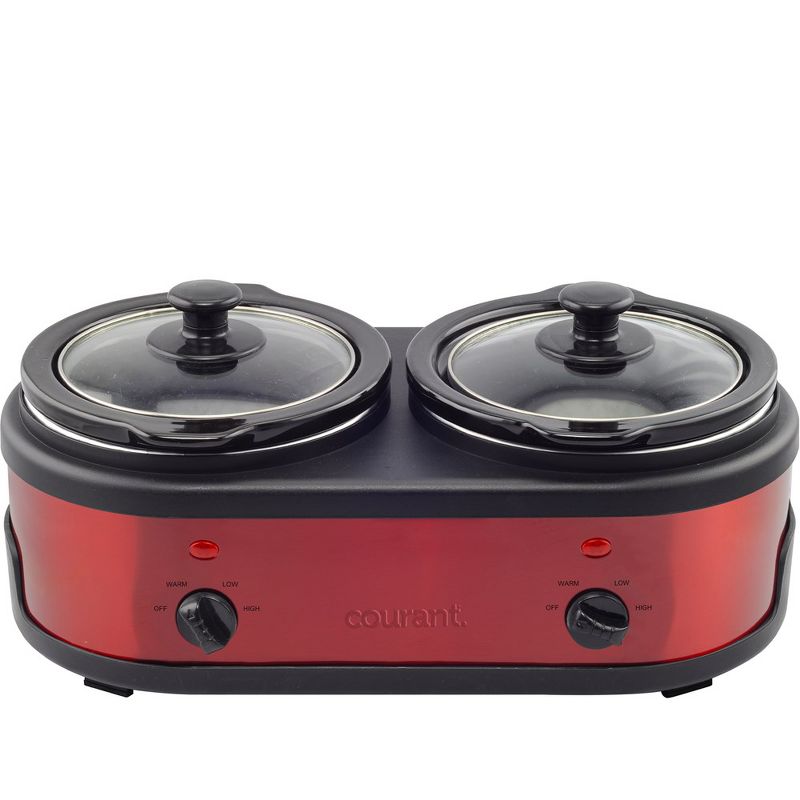 Courant 3.2 Qt Twin slow cooker (1.6 Qt each) - Red, 2 of 4