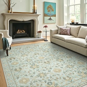 ABYNOW Area Rug Machine Washable, Non Slip, Boho Vintage Print for Living Room - 1 of 4