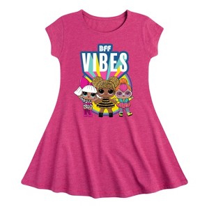 Girls' - LOL Surprise! - Bff Vibes with Queen Bee, Deva, & Neon QT Fit & Flair Cap Sleeve Dress - 1 of 1