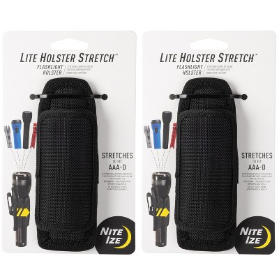 Nite Ize Lite Holster Stretch Flashlight Holder - Expandable Holder With Belt Clip - 2 Count (2 Pack)