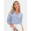 EXLURA Womens Striped Button Down Shirts Long Sleeve Stylish Collared Office Work Blouses Tops - 4 of 4