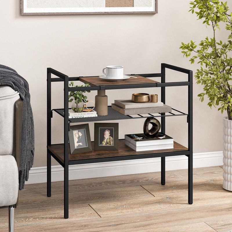 Costway Industrial Entryway Table 3-Tier Sofa Side Table with Removable Panel & Mesh Shelf, 2 of 11