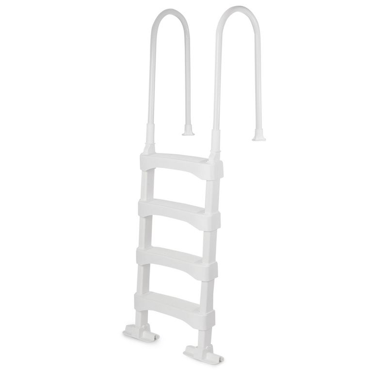 Vinyl Works SLD2 Heavy Duty Resin Pool Step Ladder with Ergonomic Aluminum Handrails for 60 Inch Above Ground or In Ground Swimming Pools, White, 1 of 7