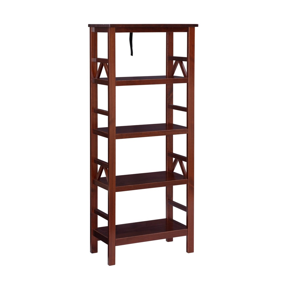 Photos - Wall Shelf Linon 54.45" Titian Transitional Solid Wood Display and Storage Bookshelf Brown 