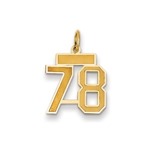 Black Bow Jewelry 14k Yellow Gold, Jersey Collection, Small Number 78 Pendant - 1 of 2