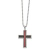 Chisel Stainless Steel Brushed and with Fiber Glass Cross Pendant on a 22" Ball Chain Necklace - 2 of 2
