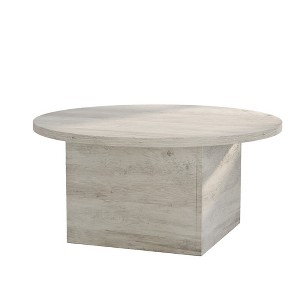 Vipbear Round Coffee Table,35-Inch Engineered Wood Coffee Table for Living Room, Oak - 1 of 4