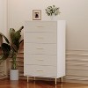 White 5 Drawer Dresser, Tall Narrow Chest of Drawers, Wooden Skinny Dresser with Gold Metal Handles and Legs, Modern Storage Drawer Cabinet - 2 of 4