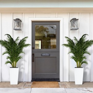 22.4" Tall Black Taper Planter Set of 2 – Indoor & Outdoor Self-Absorbing Resin Plant Pots with Shelf Insert, Black - 1 of 4