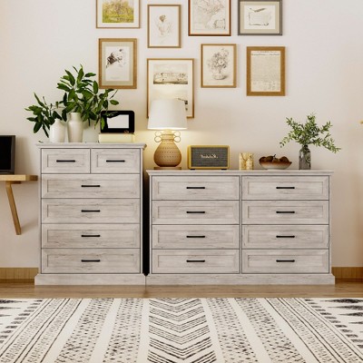 FUFU&GAGA Light - toned Wood - grain Drawer Cabinets: Custom Combinations, Ample Storage for Home