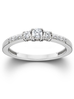 Pompeii3 1/2ct Three Stone Round Diamond Engagement Ring 14K White Gold