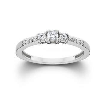 Pompeii3 1/2ct Three Stone Round Diamond Engagement Ring 14K White Gold