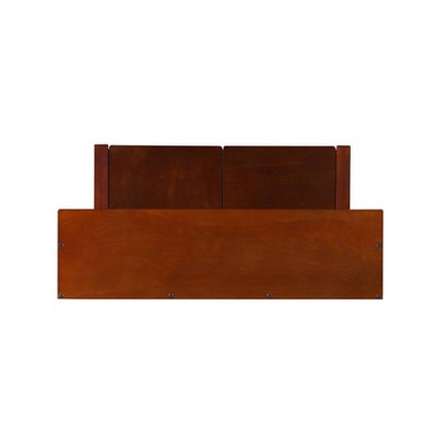 Walnut Finish Split-Seat Storage Hall Tree with Double Hooks
