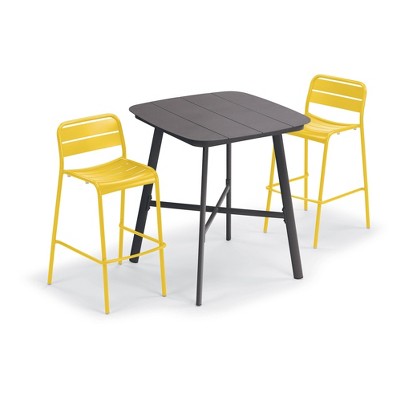 Eiland 3pc Patio Set with 36" Square Table & Kapri Chairs - Saffron - Oxford Garden