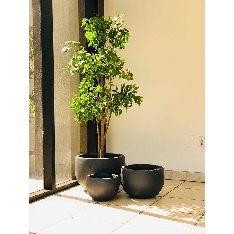 Rosemead Home &#38; Garden, Inc. 20&#34; Set of 3 Kante Lightweight Outdoor Concrete Planter Charcoal Black, 5 of 6
