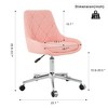 Racxily Armless Office Chair, Velvet Office Desk with Wheels, Adjustable Swivel Accent Chairs, Vanity Seat for Small Spaces - 2 of 4