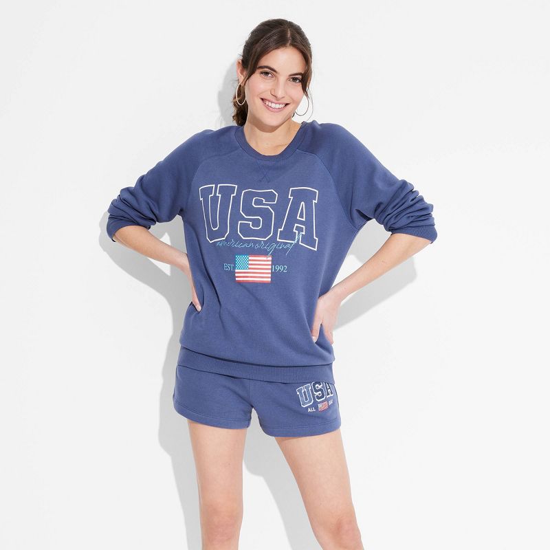 Women's American Original USA Graphic Sweatshirt - Navy Blue, 1 of 7