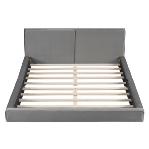 HomeRoots Gray Tufted Velvet Upholstered Queen Bed Frame - 1 of 4