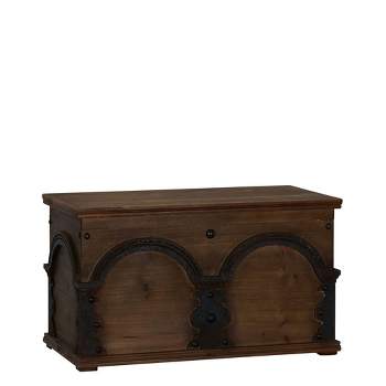 Household Essentials Large Wooden Arch Storage Trunk Brown