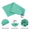 Unique Bargains Super Absorbent Waffle Pattern Tri-Fold Microfiber Golf Towels with D Clips - 4 of 4