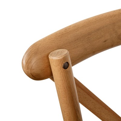 Light Brown Elm Wood Cross Back Dining Chair