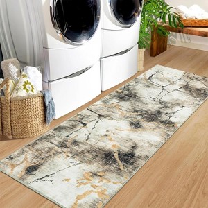 Modern Runner Rug, Washable Non-Slip Marble Abstract Carpet, Ultra-Soft Foldable Low Pile Rug for Kitchen, Entryway - 1 of 4