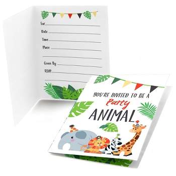 Big Dot of Happiness Jungle Party Animals - Fill In Safari Zoo Animal Birthday Party or Baby Shower Invitations (8 count)