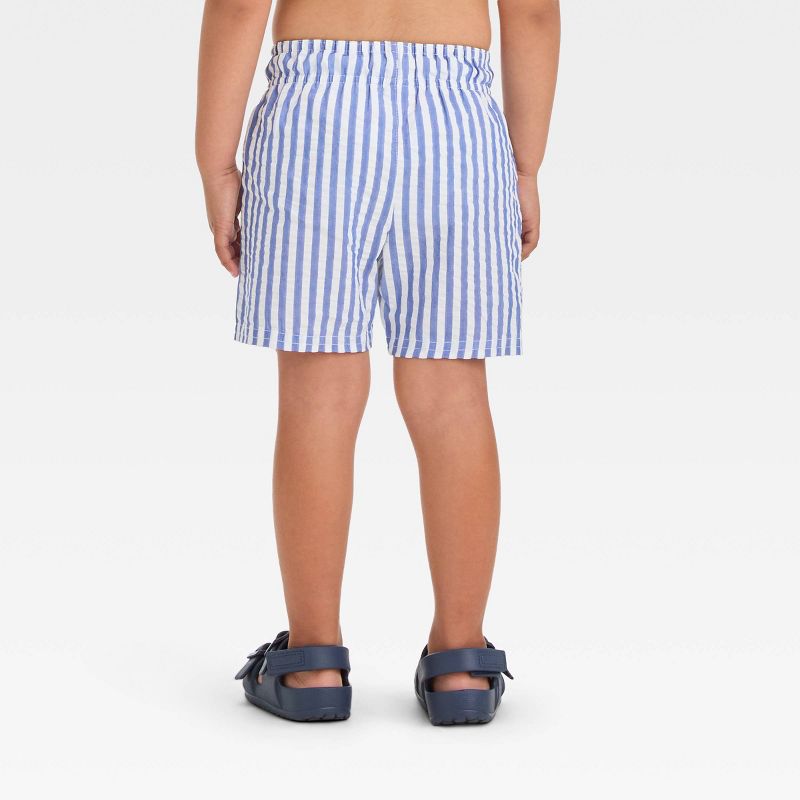 Toddler Boys' Striped Seersucker Swim Shorts - Cat & Jack™ Blue, 4 of 7