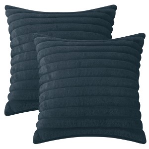 Unique Bargains Plush Faux Fur Throw Solid Striped Soft Sofa Living Room Pillow Covers 2 Pcs - 1 of 4