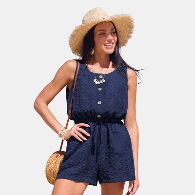 Women's Chic Eyelet Romper for Beach Getaways - Cupshe
