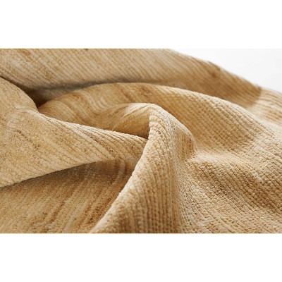 Natural Hand-Knotted Wool and Cotton Rug, 5x8