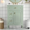 Gulches 24 in 18 in Undermount Rectangular Bathroom Sink in Green Solid Rubberwood MDF Ceramic with 3 Drawers Adjustable Shelf Gold Handles - 2 of 4