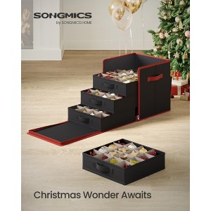 Stackable Christmas Ornament Storage Box with 4 Drawer Trays, 64-Slot Organizer with Adjustable Dividers - 1 of 4