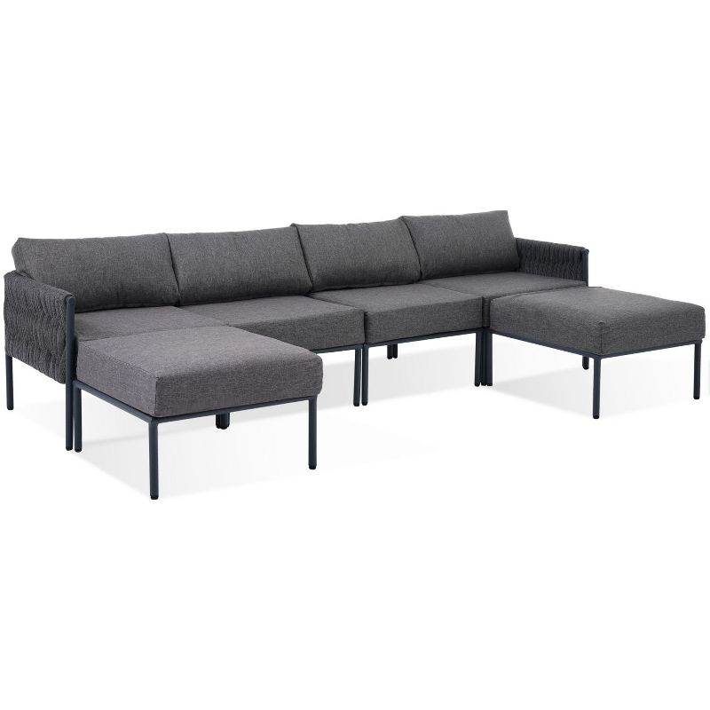 New Arrival 6-Pieces Aluminum Frame Patio Conversation Sets With Removable Olefin Extra Thick Cushions 5.9" Cushion - Maison Boucle, 3 of 9