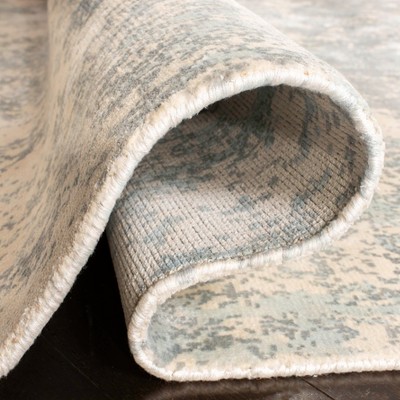 Hand-Knotted Blue and Gray Wool Abstract Area Rug, 10' x 14'