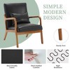 HOMEFUN Mid Century Modern Upholstered Black PU Leather Wooden Frame Accent Armchair with Pillow and Cushion - 3 of 4