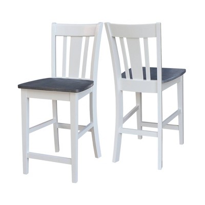 San Remo 24" White and Heather Gray Solid Hardwood Counter Stool