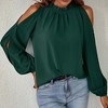 Womens Tops Dressy Casual Cold Shoulder Ruffle Collar Blouses Fall Fashion Shirts for Work - 3 of 4