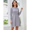 Women Long Sleeve Knitted Crewneck High Waist A-Line Cute Mini Sweater Dress - 2 of 4