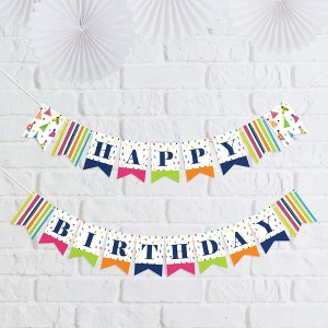 Big Dot of Happiness Cheerful Happy Birthday - Colorful Birthday Party Mini Pennant Banner - Happy Birthday - 1 of 4