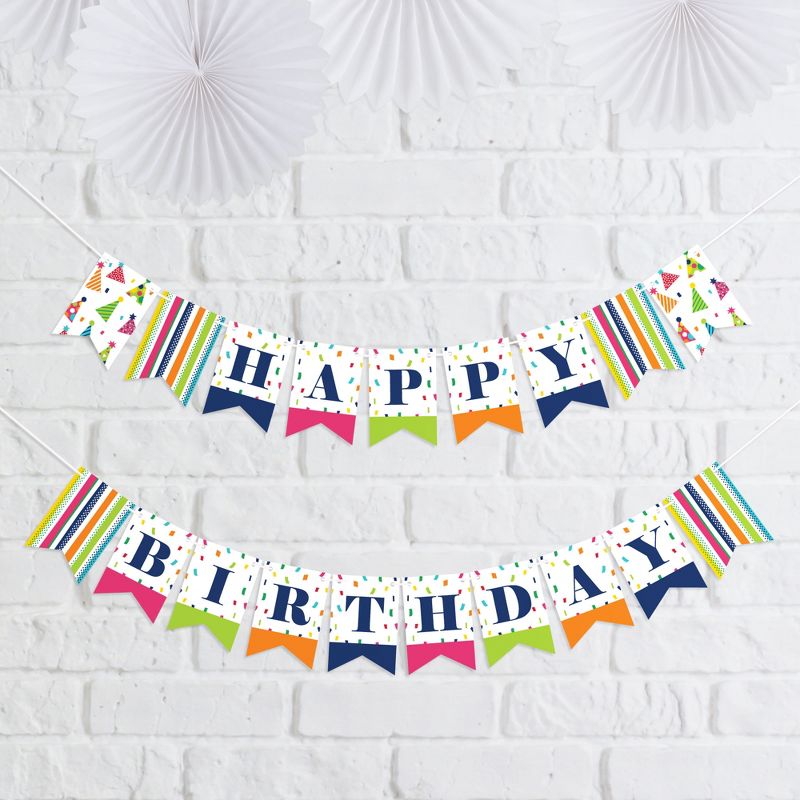 Big Dot of Happiness Cheerful Happy Birthday - Colorful Birthday Party Mini Pennant Banner - Happy Birthday, 1 of 8