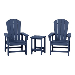 WestinTrends Malibu Kids 3-Piece Outdoor HDPE Adirondack Chairs With Square Side Table Set - 1 of 4