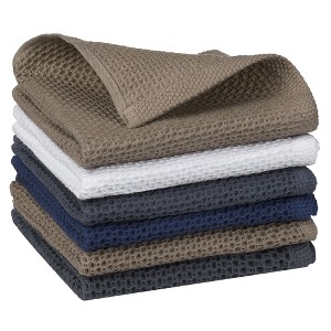 Unique Bargains Cotton Double-Sided Waffle Weave Absorbent Kitchen Towels 6 Pcs - 1 of 4
