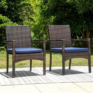 Captiva Designs Outdoor Patio All-weather Wicker Dining Chairs with Thick Cushion - 1 of 4