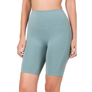 Women's Athletic High Waist Biker Shorts - ZENANA - 1 of 3