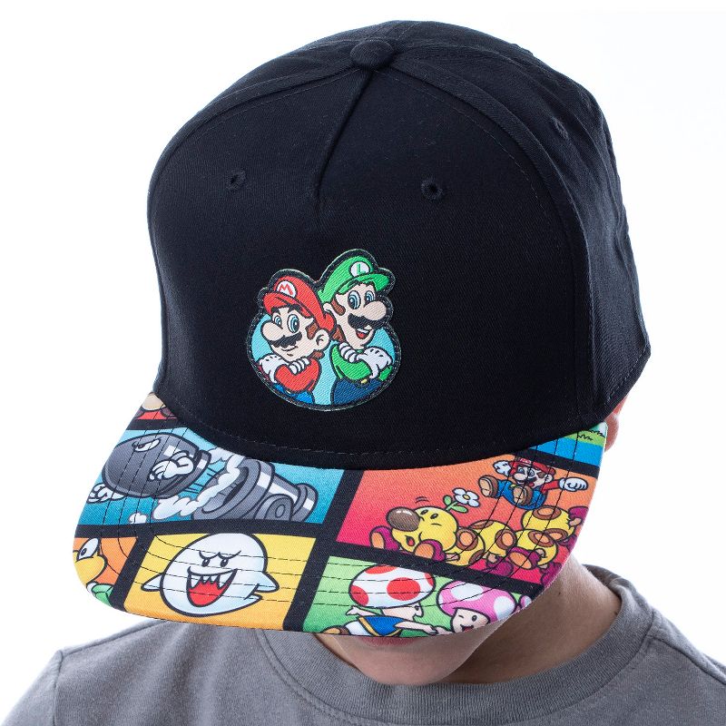 Nintendo Super Mario and Luigi Character Youth Flat Bill Adjustable Snapback Hat Multicoloured, 2 of 4