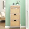 Shoe Cabinet with 3 Flip Drawers – Modern Wooden Shoe Organizer with Rattan Breathable Design & Adjustable Shelf for Entryway, Hallway, Living Room - 3 of 4